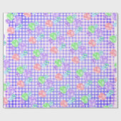 Birthday-ballonnen op Paars gingham-pakpapier Cadeaupapier (Vlak)