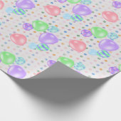 Birthday-ballonnen op pooldots-pakpapier cadeaupapier (Hoek)