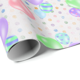 Birthday-ballonnen op pooldots-pakpapier cadeaupapier