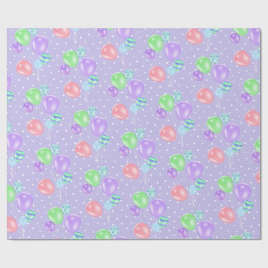 Birthday-ballonnen op pooldots-pakpapier cadeaupapier (Vlak)