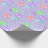 Birthday-ballonnen op pooldots-pakpapier cadeaupapier (Hoek)