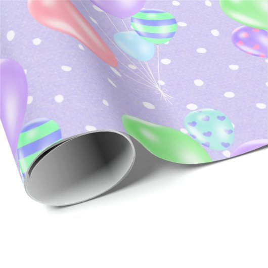 Birthday-ballonnen op pooldots-pakpapier cadeaupapier (Rol Hoek)