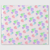 Birthday-ballonnen op roze gingham cadeaupapier (Vlak)
