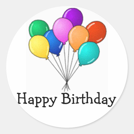 Birthday-ballonnen Ronde Sticker (Voorkant)
