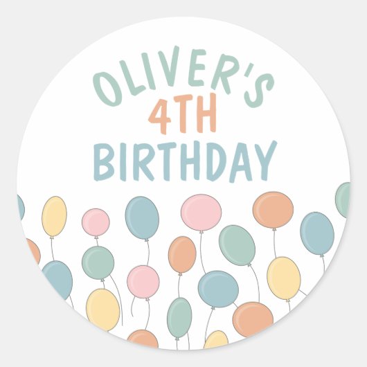 Birthday-ballonnen Ronde Sticker (Voorkant)