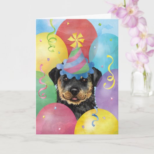 Birthday-ballonnen Rottweiler-Kaart Kaart (Orchidee)