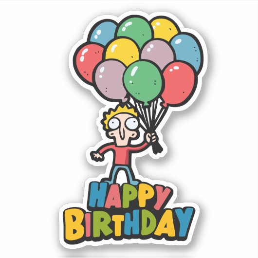 Birthday-ballonnen Sticker (Voorkant)