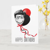 Birthday-ballonnen van man kaart (Gele Bloem)