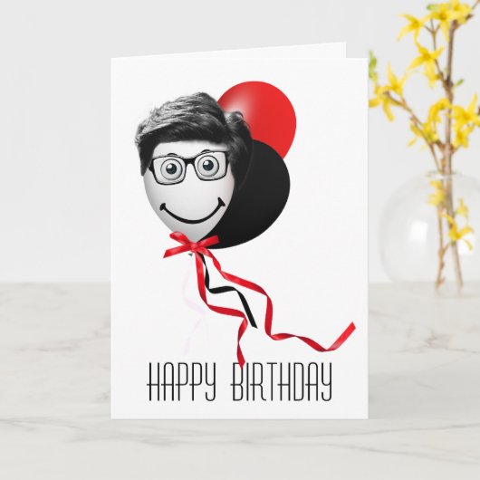 Birthday-ballonnen van man kaart (Gele Bloem)