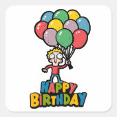Birthday-ballonnen Vierkante Sticker (Voorkant)