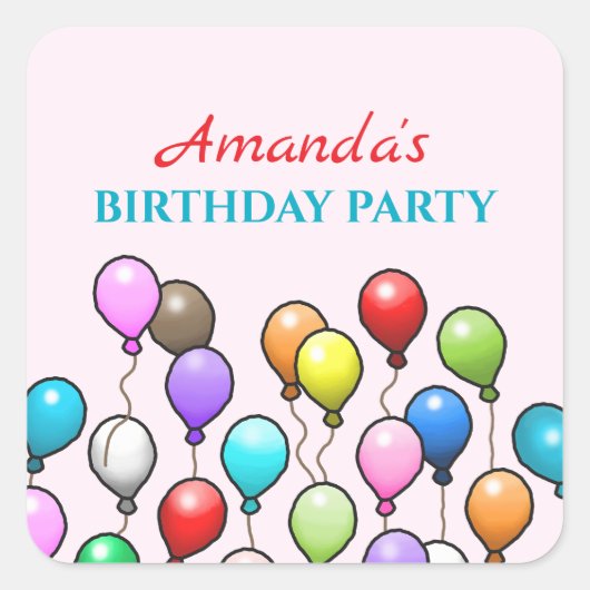 Birthday-ballonnen Vierkante Sticker (Voorkant)