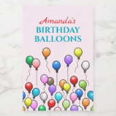 Birthday-ballonnen Voedselcontainer Etiket (Enkel label)