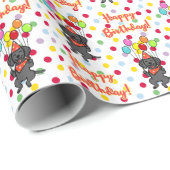 Birthday-ballonnen zwart labrador wrapppapier cadeaupapier (Rol Hoek)