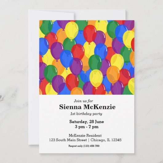 Birthday-ballonregenboog Kaart (Voorkant)