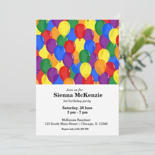 Birthday-ballonregenboog Kaart (Staand voorkant)