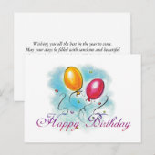 Birthday Ballons Briefkaart (Voorkant / Achterkant)