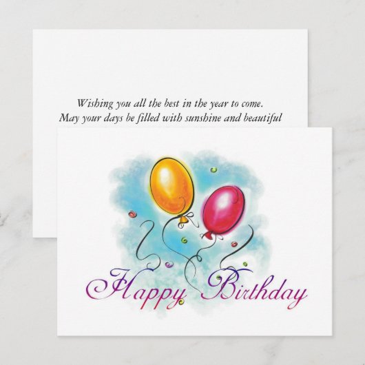Birthday Ballons Briefkaart (Voorkant / Achterkant)
