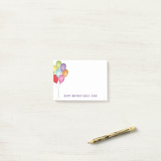 Birthday ballons Editable Post it Notes (Op bureau)