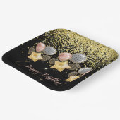 Birthday ballons Gold Glitter Balballon Black Papieren Bordje (Gebogen)