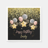 Birthday ballons Gold Glitter Balballon Black Servet (Voorkant)