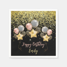 Birthday ballons Gold Glitter Balballon Black