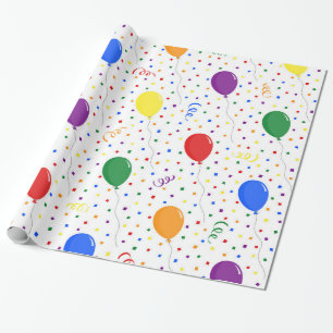 Birthday ballons regenboogconfetti cadeaupapier