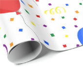 Birthday ballons regenboogconfetti cadeaupapier (Rol Hoek)