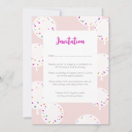 Birthday-ballons roze uitnodigcard kaart