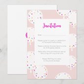 Birthday-ballons roze uitnodigcard kaart (Voorkant / Achterkant)