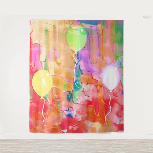 Birthday Balloon Abstracte fotoachtergrondTapestry Wandkleed (Voorkant)