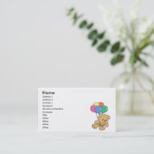 Birthday Balloon Bunch Teddy Bear Visitekaartje (Staand voorkant)