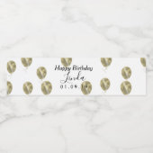 Birthday Balloon Faux Folie Gold Pattern Waterfles Etiket (Enkel label)