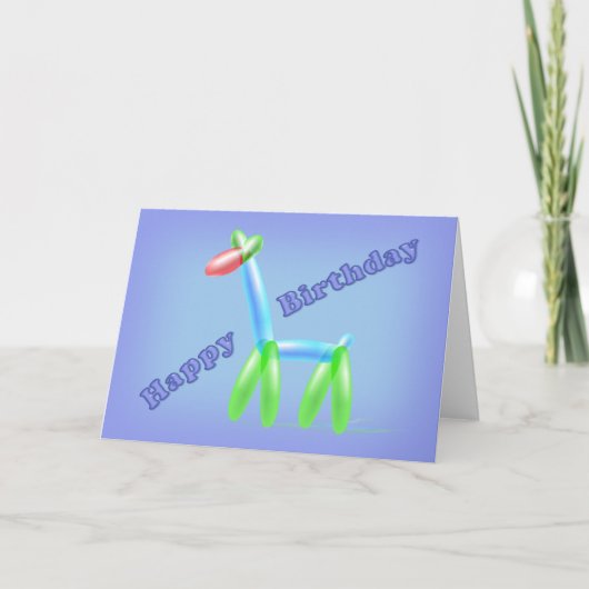 Birthday Balloon Giraffe Kaart (Voorkant)