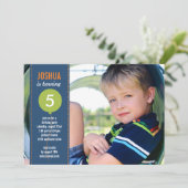 Birthday Balloon Photo Birthday Invitation - marin Kaart (Staand voorkant)