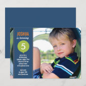 Birthday Balloon Photo Birthday Invitation - marin Kaart (Voorkant / Achterkant)