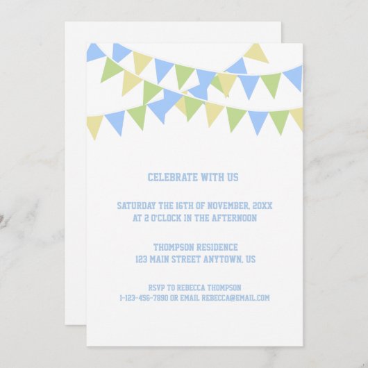 Birthday Balloon Uitnodiging (Voorkant / Achterkant)