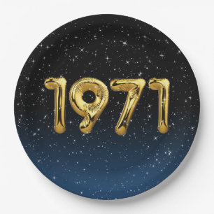 Birthday Balloons 1971 in sterren Papieren Bordje