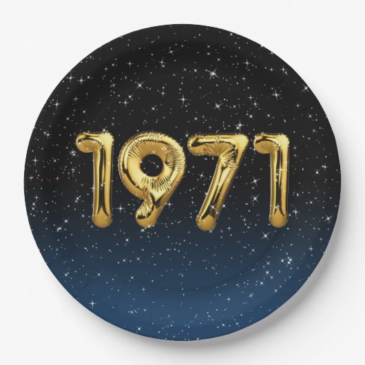 Birthday Balloons 1971 in sterren Papieren Bordje (Voorkant)