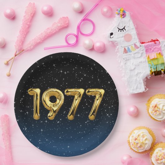 Birthday Balloons 1977 in sterren Papieren Bordje (Feest)