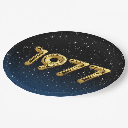 Birthday Balloons 1977 in sterren Papieren Bordje (Gekanteld)