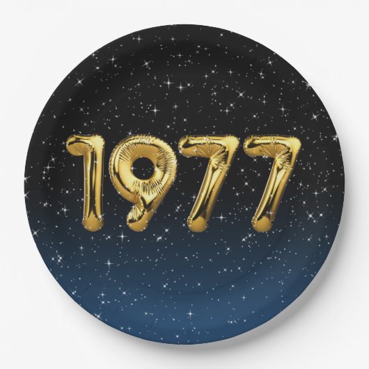 Birthday Balloons 1977 in sterren Papieren Bordje (Voorkant)