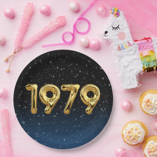 Birthday Balloons 1979 in sterren Papieren Bordje (Feest)