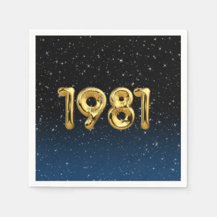 Birthday Balloons 1981 in Stars Napkins Servet