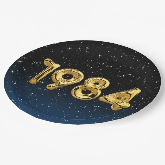 Birthday Balloons 1984 in Stars Napkins Papieren Bordje (Gekanteld)