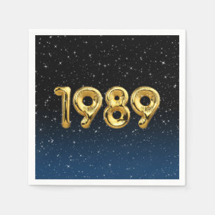 Birthday Balloons 1989 in Stars Napkins Servet