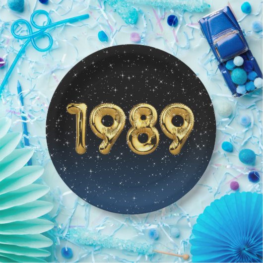 Birthday Balloons 1989 in sterren Papieren Bordje (Feest)