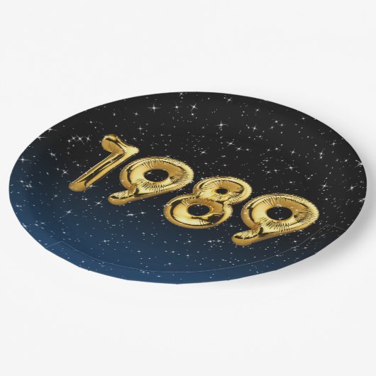 Birthday Balloons 1989 in sterren Papieren Bordje (Gekanteld)