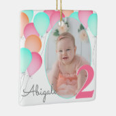 Birthday Balloons Baby 2e verjaardag Foto Keramisch Ornament (Rechts)