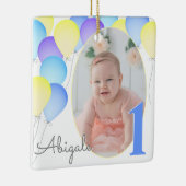 Birthday Balloons Baby's eerste verjaardag met fot Keramisch Ornament (Rechts)