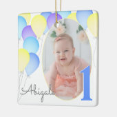 Birthday Balloons Baby's eerste verjaardag met fot Keramisch Ornament (Links)